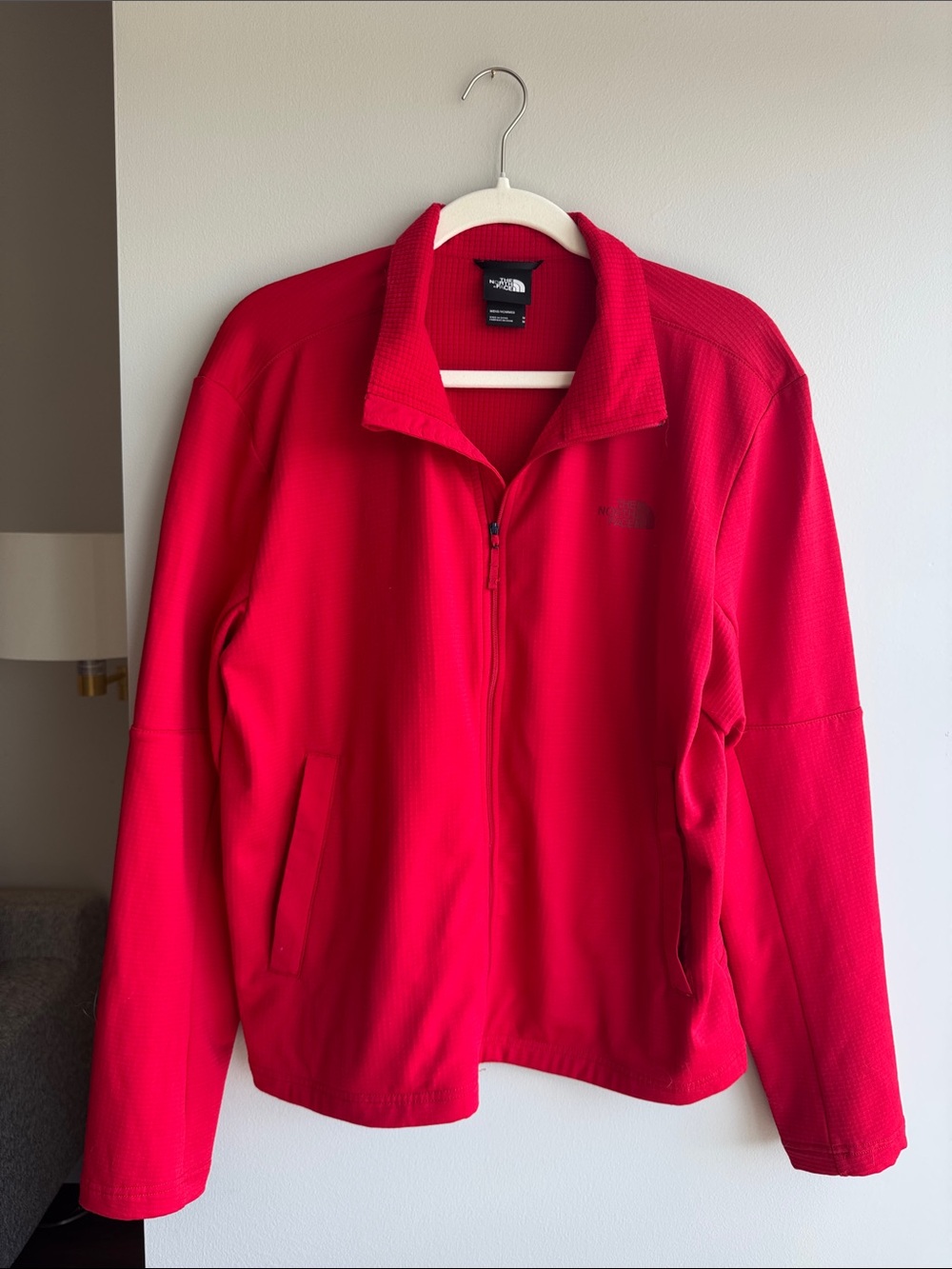 NWOT The North Face Bright Red Zip-Up Waffle Fleece Jacket